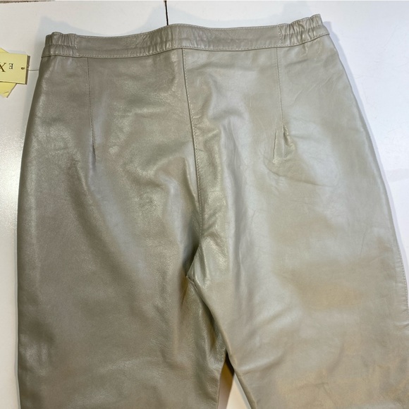 Excelled Grayish 100% Leather Vintage High Rise Motorcycle Inspired Pants NWT 8 - Picture 6 of 16
